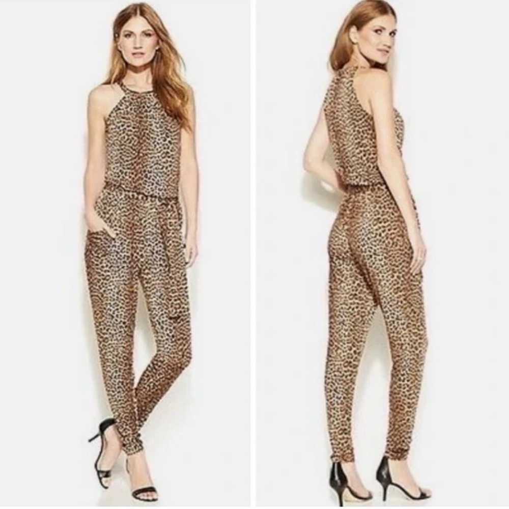 Michael Kors Leopard Print Jumpsuit Halter Neck New XS